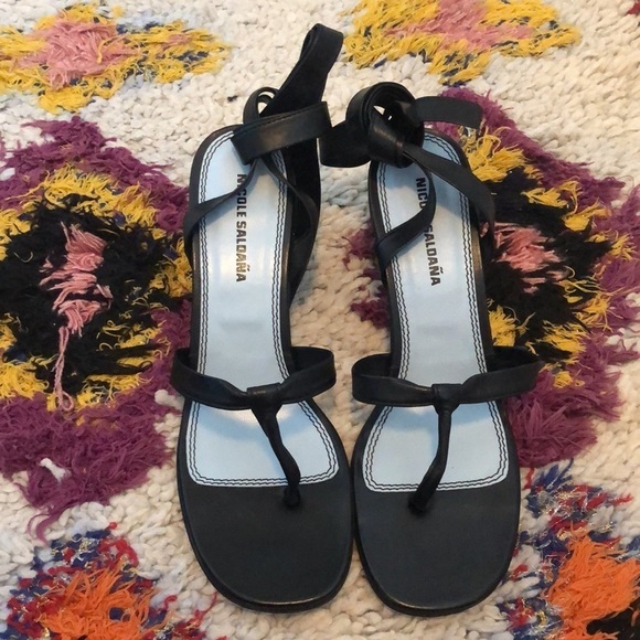 Nicole Sandaña | NWOB Black Leather Bobby Square Toe Strap Sandal - Size EU 40 - Picture 3 of 7